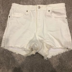 High waisted white jeans